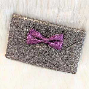 Anthropologie Miss Albright Pewter Sparkle Clutch